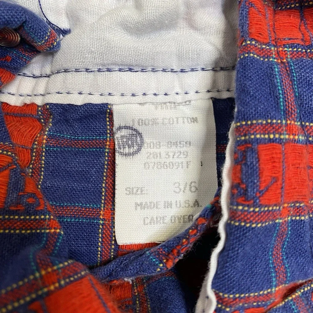 Vintage Oshkosh Jumpsuit Overall 3-6 months Red Blue Cotton Made USA